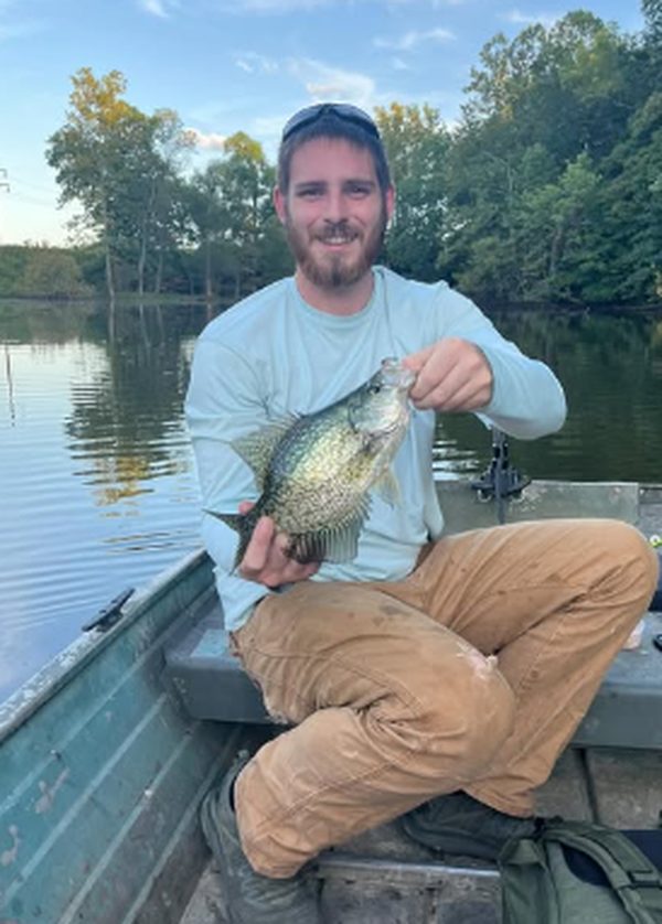 Taylor Streeter holding a crappie